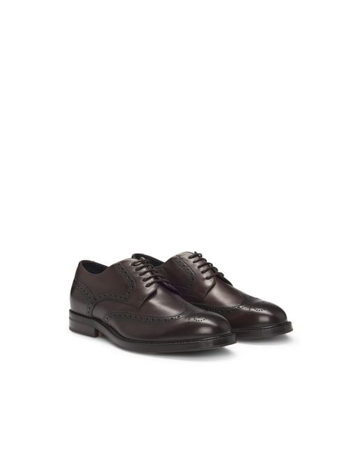 Boss Brown Dressletic Italian-Made Derby Shoes for men