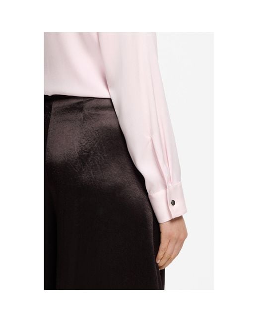 Boss White Collarless Regular-Fit Blouse