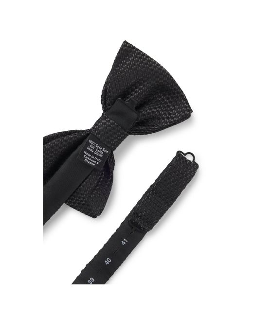 HUGO Black Silk Tie With Jacquard-Woven Pattern for men