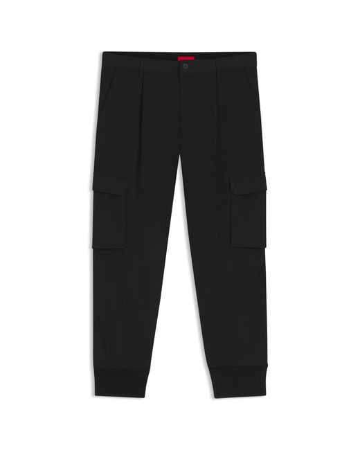 HUGO Black Slim-Fit Trousers With Cargo Pockets for men