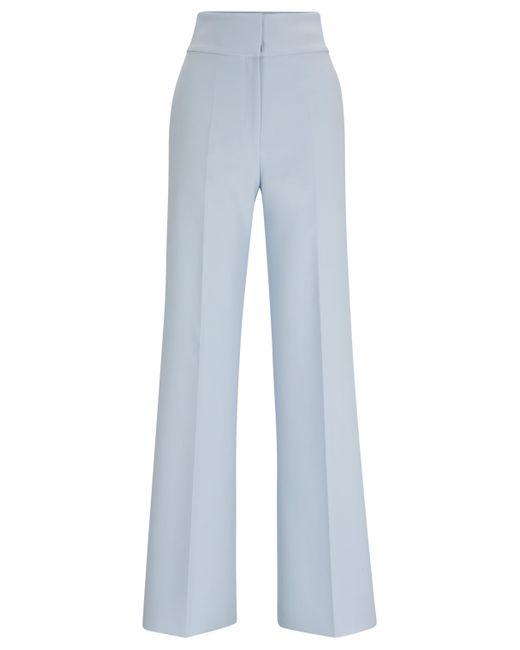 HUGO Blue Regular-fit High-waisted Trousers With Flared Leg