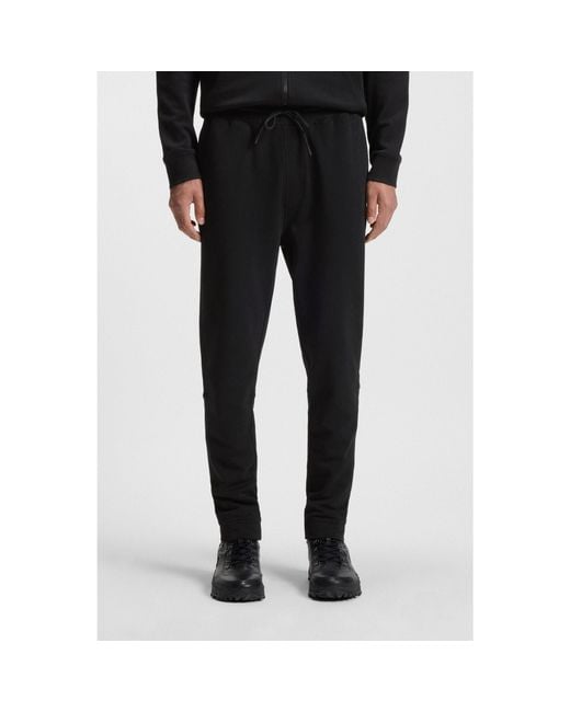 Boss Black Cotton-Terry Tracksuit Bottoms With Logo Patch for men
