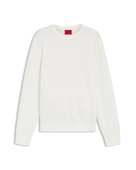 Pull En Maille De Coton À Motif Chevrons HUGO pour homme en coloris White