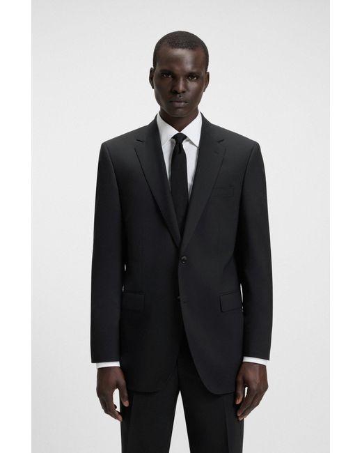 Boss Regular-Fit Anzug Aus Elastischer Schurwolle in Black für Herren