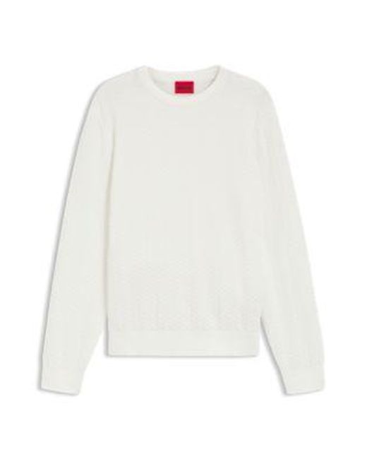 Pull En Maille De Coton À Motif Chevrons HUGO pour homme en coloris White