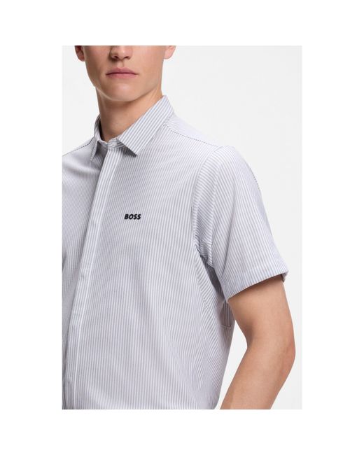 Boss Blue Short-Sleeved Regular-Fit Shirt for men