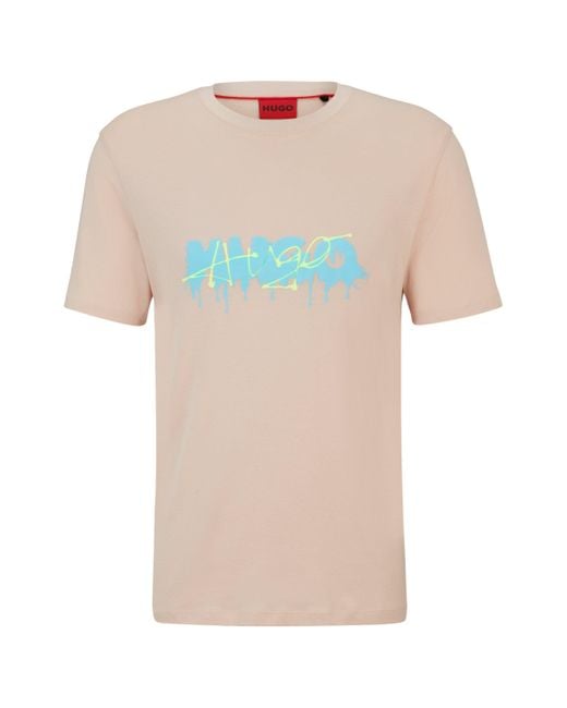 HUGO T-Shirt aus Baumwoll-Jersey mit Doppel-Logo in Multicolor für Herren