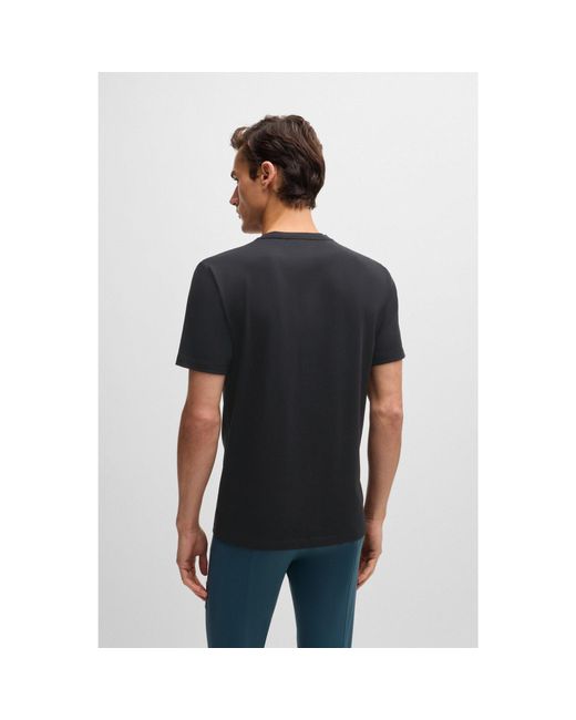 Boss Black Equestrian Stretch-Cotton T-Shirt With Logo Embroidery for men