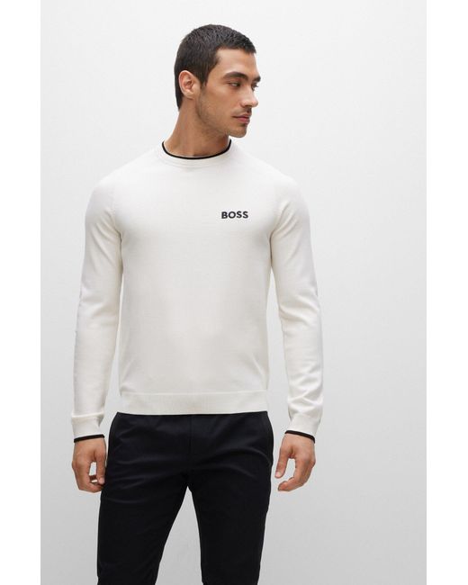 BOSS by HUGO BOSS Regular-fit Sweater In A Stretch Blend in White for Men |  Lyst Canada