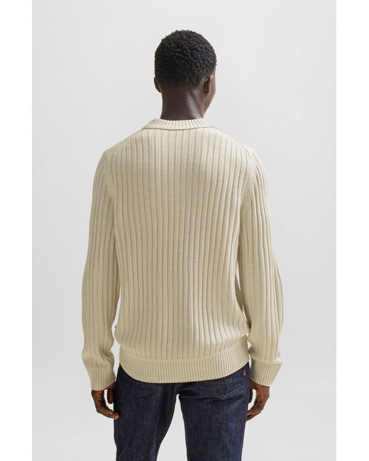 BOSS by Hugo Boss Natural Wool-blend Regular-fit Sweater With Wide Ribbing for men