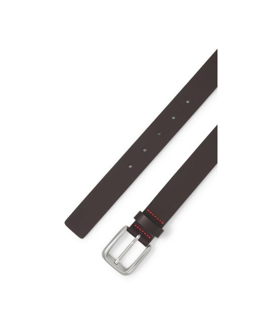 HUGO Black Leather Business Belt With Logo-Engraved Buckle for men
