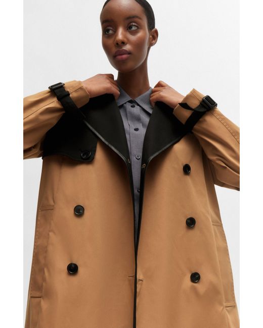 Boss Natural Water-repellent Trench Coat With Contrast Details