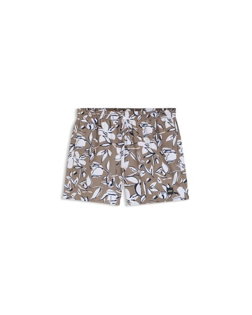 Boss Brown Swim Shorts With All-Over Print for men