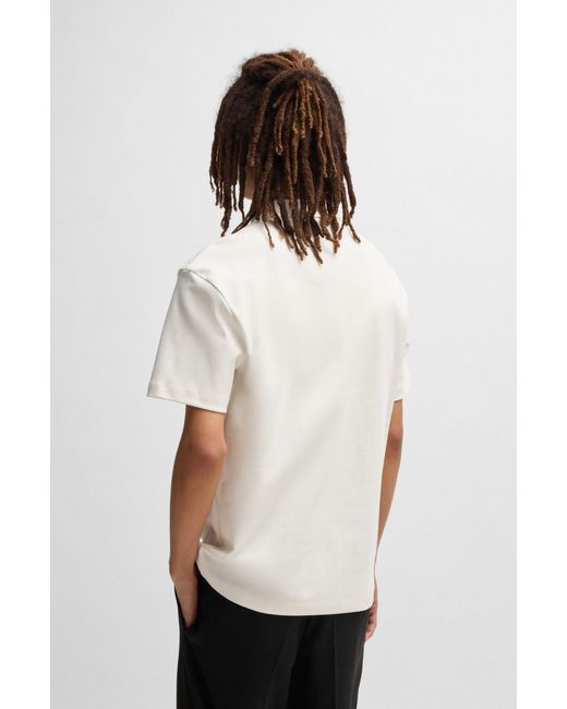 HUGO White S Deabono D Stacked-logo Polo Shirt In Interlock Cotton for men