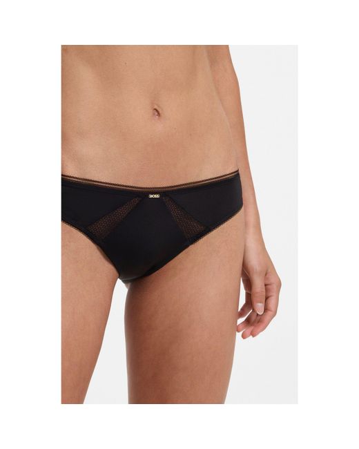 Boss Black Microfibre Briefs With Lace Inserts