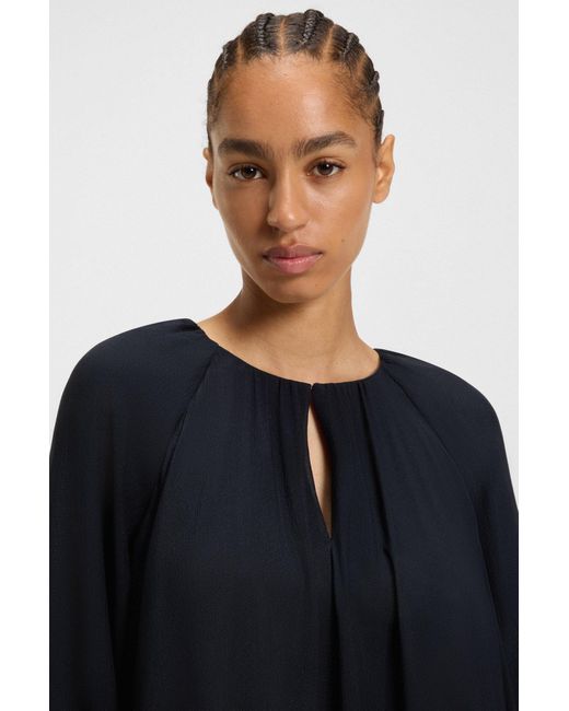 Boss Black Zweilagiges Regular-Fit Kleid Aus Seiden-Chiffon