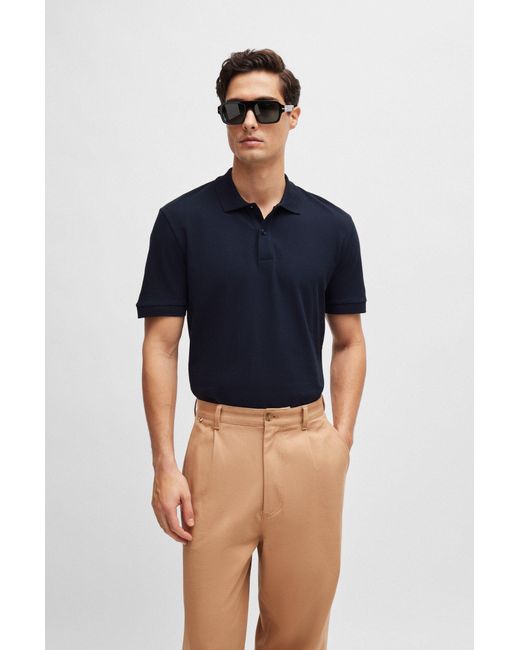 Boss Blue Regular-fit Polo Shirt In Cotton Piqué for men