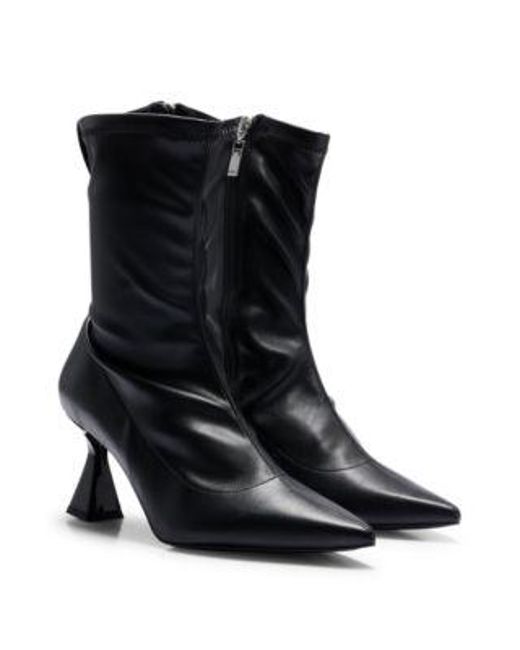 Bottines en similicuir à talon original HUGO en coloris Black