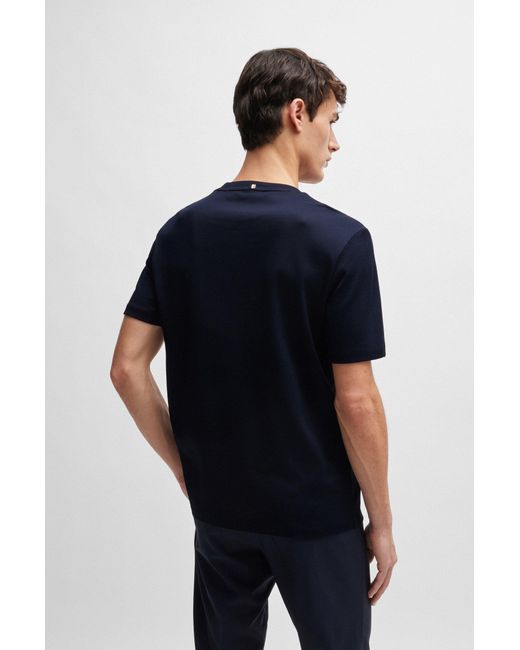 Boss Blue Regular-fit T-shirt In Structured Mercerised Cotton for men