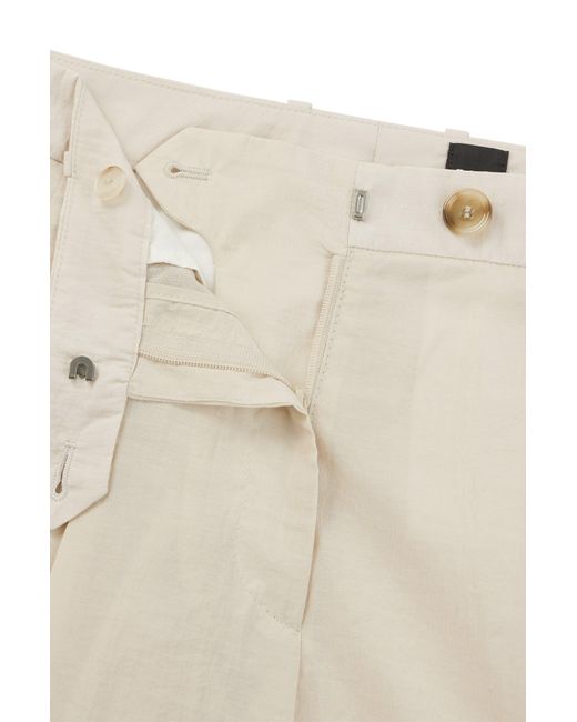 Boss White Formal Trousers In A Cotton Blend