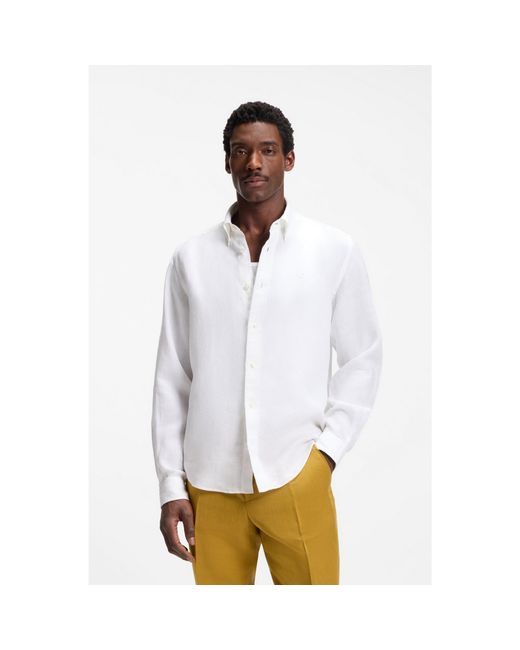 Boss White Regular-Fit Button-Down Shirt for men
