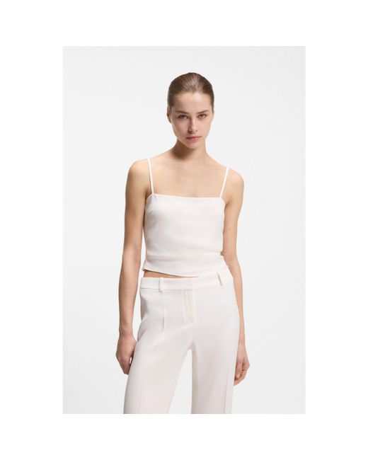 HUGO White Gathered Bandeau Top With Straps