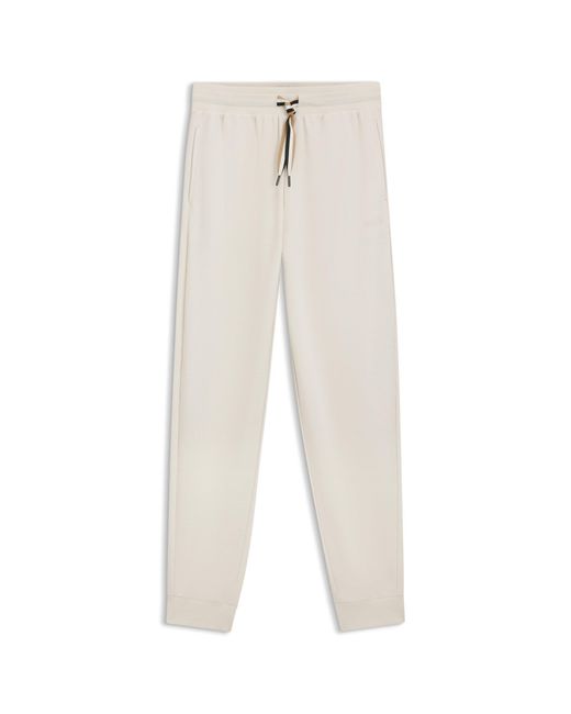 Boss White Cuffed Tracksuit Bottoms With Signature-Stripe Drawcord