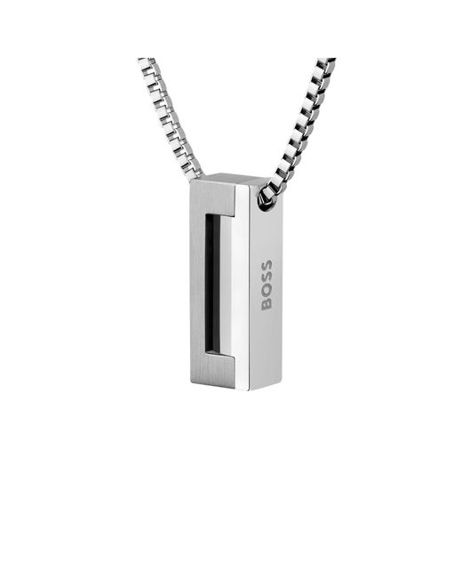 Boss Metallic Brushed And Polished Necklace for men