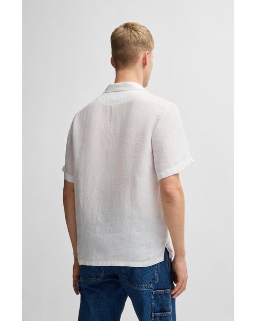 Boss Regular-Fit Hemd Aus Leinen in White für Herren