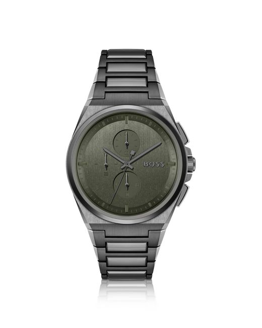 Boss Gray Khaki-dial Chronograph Watch With Link Bracelet for men
