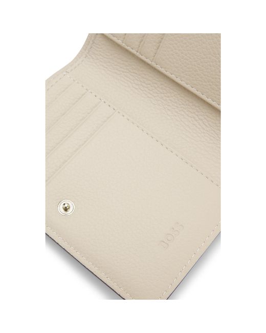 Boss Natural Grained-Leather Wallet With Metallic Logo Lettering
