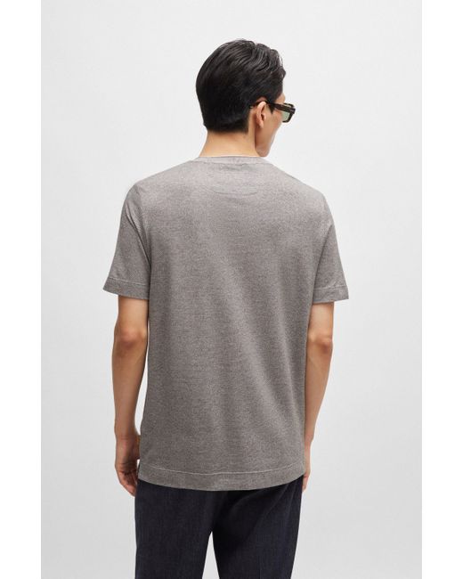 T-shirt Regular en coton et soie Boss pour homme en coloris Gray