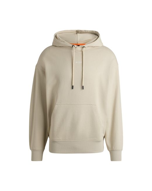 Boss Natural Cotton-Terry Hoodie With Contrast Logo for men