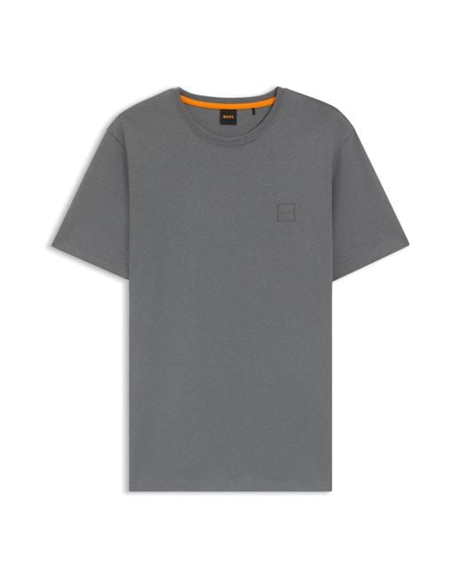 Boss T-Shirt Aus Baumwoll-Jersey Mit Logo-Aufnäher in Gray für Herren