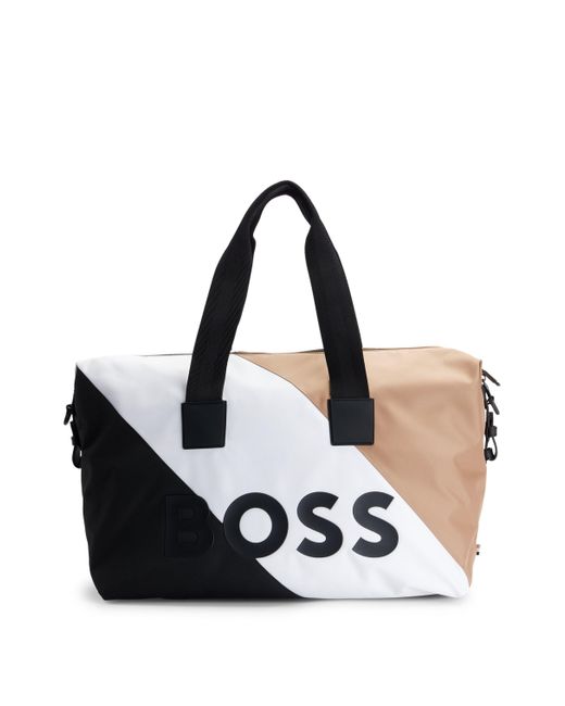 Sac de voyage en tissu recycl logo et rayures embl matiques