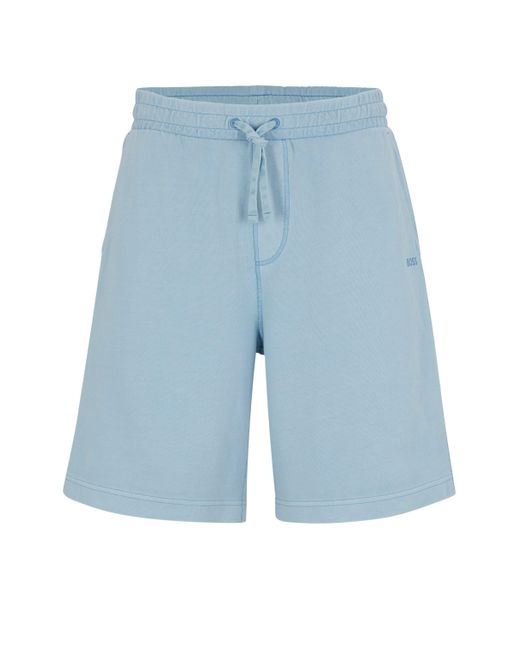 Boss Regular-fit Shorts Van Katoenen Sweatstof in het Blue voor heren