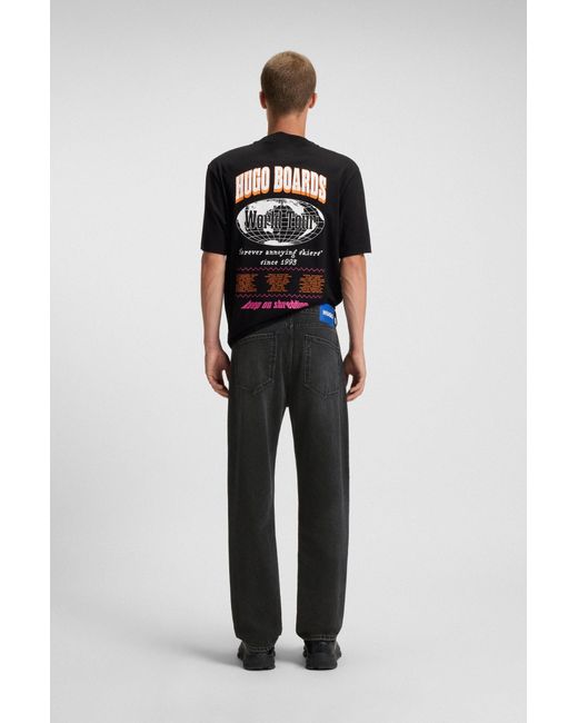 HUGO Regular-Fit Jeans Van Zwart Washed Denim in het Blue voor heren