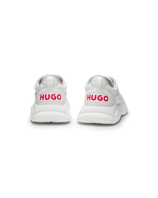 HUGO White Logo-Counter Trainers With Canvas-Effect Fabric for men