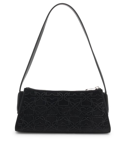 HUGO Black Hobo Bag Mit Samt-Haptik Und Strass-Verzierungen