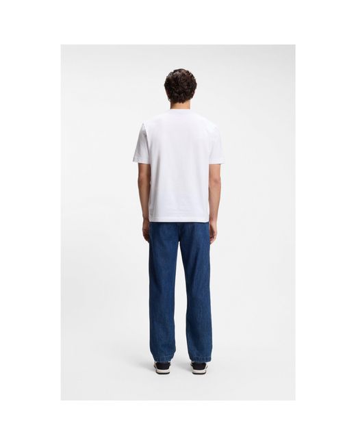 Boss White Relaxed-Fit T-Shirt With A Layered Logo Print for men
