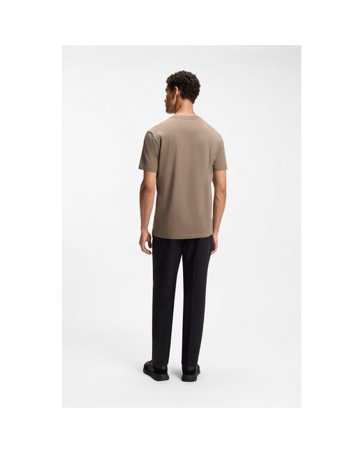 Boss Gray Stretch-Cotton T-Shirt With Logo Detail for men
