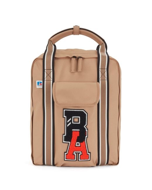 BOSS by HUGO BOSS Synthetik Rucksack aus recyceltem Nylon mit exklusivem Logo in Natur für