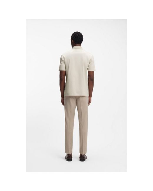 Boss Natural Mercerised-Cotton Polo Shirt With Double B Monogram for men