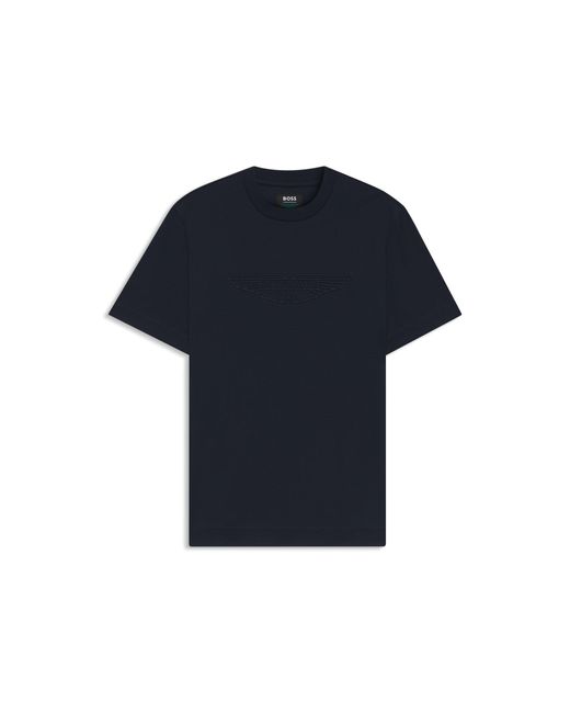 Boss Blue X Aston Martin Mercerised-Cotton T-Shirt With Wing Detail for men