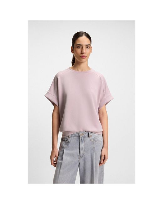 Boss Purple Regular-Fit T-Shirt With Handwritten Logo