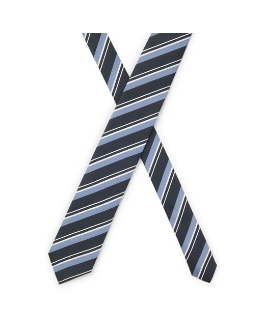 Boss Blue One Silk Tie With Diagonal Stripes for men