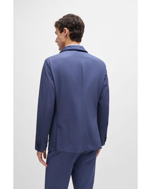 Boss Blue Water-repellent Jacket In Slim Fit With Zip-up Inner for men