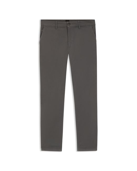 Boss Gray Tapered-Fit Trousers for men