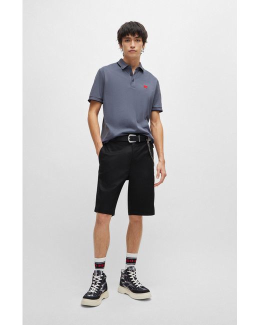 HUGO Regular-fit Shorts With Slim Leg And Buttoned Pockets in Black for Men