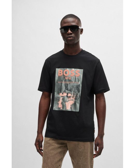 Boss Black Regular-fit T-shirt In Cotton With Seasonal Artwork for men